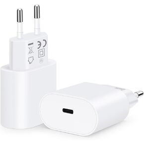 European Travel Plug Adapter, 2-Pack 20W PD USB C Wall Charger Type C Fast Charging Block International Power Adaptor US to Europe EU for iPhone 16 15 14 13 12, iPad, Samsung, Pixel, Android
