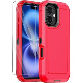 Annymall for iPhone 16 Plus Case with 2 Screen Protector,Shockproof Drop Protection Dust Proof Heavy Duty Military Grade Multi-Layer Rugged Protective Phone Cover (Black, iPhone 16 Plus)
