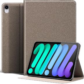 Case for iPad Mini 7 (A17 Pro) 2024, iPad Mini 6th Generation 2021, Leather Protective Shockproof Smart Cover Adjustable Stand - Auto Wake/Sleep and Multiple View Angles,Brown