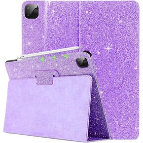 Case for iPad Air11 inch 2024 iPad Pro11 4th/3rd/2nd Generation Glitter PU Leather iPad Air5/Air4 10.9inch Case with Pencil Charging,Hard PC Back Bling Folding Smart Cover Auto Wake/SleepPink