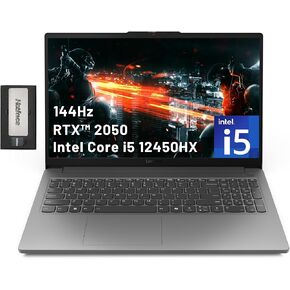 Lenovo LOQ 15.6" 144Hz FHD Gaming Laptop, Intel Core i5-12450HX, NVIDIA GeForce RTX 2050 4GB GDDR6, 32GB DDR5, 1TB PCIe SSD, Wi-Fi 6, HD 720p Camera, Win 11 Home, Gray, 256GB Docking Station Set