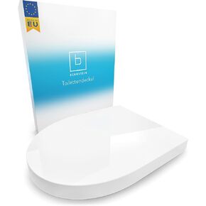 Benkstein Toilet Seat Elongated Soft Close - White Elongated Toilet Seat - White Oval Toilet Seat - Heavy Duty Quick Release Lid - Elongated Cushioned Toilet Seat - D Shaped Toilet Seat - Elongated