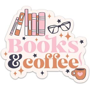 (3PCs) Books and Coffee Sticker, Cute Book Lovers Decals Vinyl Waterproof Bookworm Bookish Stickers for Kindle Tablet Laptop Water Bottle Phone Case Notebook, Coffee Reading Stickers (3 Inches)