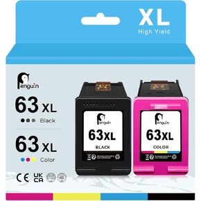 Penguin 63XL Ink Cartridges Black and Color for HP 63 for Officejet 4650 Printer Ink Cartridge Officejet 3830 4652 5255 5200 5222 Envy 4520 4512 4510 Deskjet 3637 3630 Printers hp63xl Combo Pack