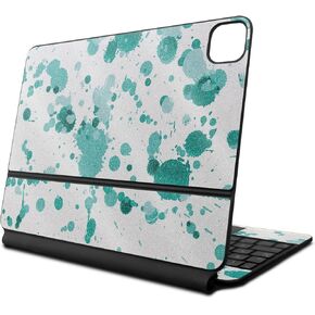 Glossy Glitter Skin Compatible with Apple Magic Keyboard for iPad Pro 13‑inch (M4) 2024 - Teal Splatter - Premium 3M Vinyl Protective Decal Cover - Easy to Apply | Crafted in The USA by MightySkins