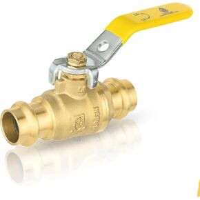 1-Pack HeSun Brass Press Ball Valve, 1" Press x 1" Press Shut Off Valve, 1/4 Turn Full Port Water Stop with O-Rings