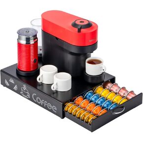 الرائد ل vertuo Pod Holder Coffee Pod Storage for Nespresso Pod Organizer Black Metal Fits All Size Vertuo Pods