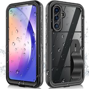 لحالة الهاتف Galaxy A54 5G ، مقاومة للماء مع حامي الشاشة المدمج وحامل حلقة الهاتف الخلوي ، غلاف حماية للخدمة الثقيلة المقاومة للصدمات الكاملة لجالاكسي A54 5G -LACK