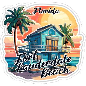 Fort Lauderdale Beach Florida Sticker 4 Inch - Waterproof Vinyl Decal for Laptop Water Bottle Car Tumbler - Durable Aesthetic Long-Lasting Stickers for Adults ID44990