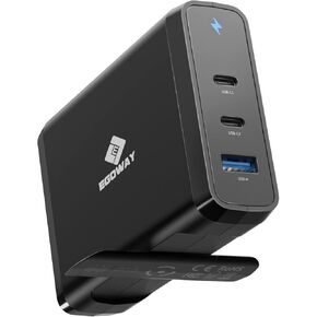 140W USB C Power Adapter, Egoway PD 3.1 3-Port GaN Wall Charger Compatible with Mac Book Pro 16'', Laptops, Phones, Tablet and More