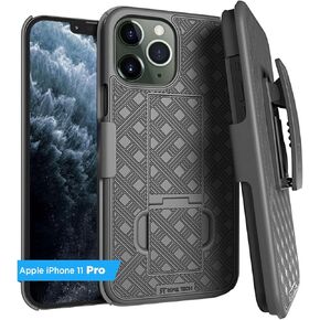 for Apple iPhone 11 Case with Belt Clip Holster, Kickstand Slim Cover Phone Case for iPhone 11 - Black