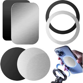 Adhesive Thin Metal Plates, 6 Packs Self Adhesive Thin Metal Plate For Magnetic Car Phone Holder Universal Car Mount Phone Plate Replacement Accessory for Automobile Phone Magnet Sticker(Black/Silver)