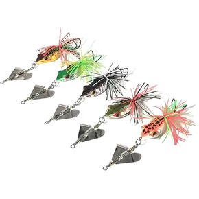 Frog Fishing Lures for Bass Trout Frog Swimbaits Slow Sinking Bionic Swimming with Rotating Sequins,Frog Lures Bass Freshwater Saltwater Lifelike Fishing Lures Kit,Frog Lures with Crank Hook