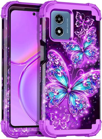 Casetego متوافق مع حالة Moto G 5G 2024 ، توهج في الطبقة المظلمة الثلاثة للخدمة الثقيلة المكوّنة الصدمات الكاملة حماية قاسية وعاء لليئة TPU ، كلها أرجوانية in Kuwait