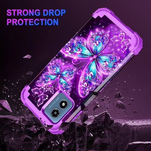 Casetego متوافق مع حالة Moto G 5G 2024 ، توهج في الطبقة المظلمة الثلاثة للخدمة الثقيلة المكوّنة الصدمات الكاملة حماية قاسية وعاء لليئة TPU ، كلها أرجوانية in Kuwait