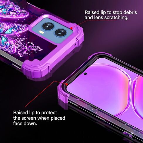 Casetego متوافق مع حالة Moto G 5G 2024 ، توهج في الطبقة المظلمة الثلاثة للخدمة الثقيلة المكوّنة الصدمات الكاملة حماية قاسية وعاء لليئة TPU ، كلها أرجوانية in Kuwait