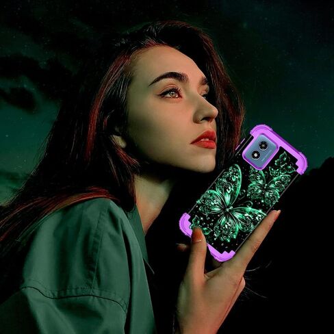 Casetego متوافق مع حالة Moto G 5G 2024 ، توهج في الطبقة المظلمة الثلاثة للخدمة الثقيلة المكوّنة الصدمات الكاملة حماية قاسية وعاء لليئة TPU ، كلها أرجوانية in Kuwait