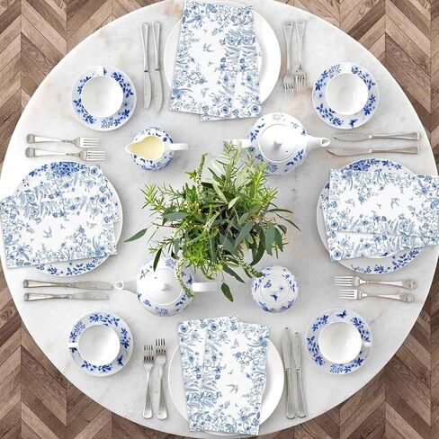 100PCS Blue Floral Napkins Disposable Hand Towels for Bathroom 3 Ply Blue and White Paper Napkins Decorative Flower Guest Napkins Chinoiserie Napkins for Wedding Bridal Shower Birthday Cocktail Party in Kuwait