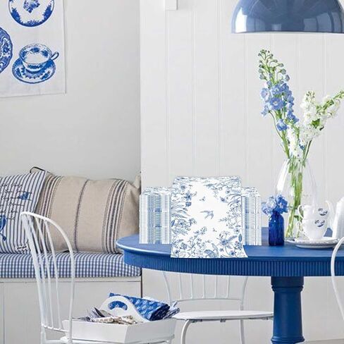 100PCS Blue Floral Napkins Disposable Hand Towels for Bathroom 3 Ply Blue and White Paper Napkins Decorative Flower Guest Napkins Chinoiserie Napkins for Wedding Bridal Shower Birthday Cocktail Party in Kuwait