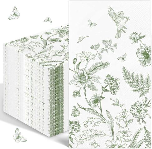 100PCS Blue Floral Napkins Disposable Hand Towels for Bathroom 3 Ply Blue and White Paper Napkins Decorative Flower Guest Napkins Chinoiserie Napkins for Wedding Bridal Shower Birthday Cocktail Party in Kuwait