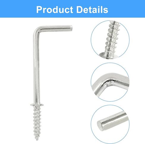 50Pcs L Shape Screw Hooks 1-1/4 Inch Square Bend Hooks L Screw Hooks Right Angle Hooks Metal Screw-in Hooks for Hanging, Gold in Kuwait