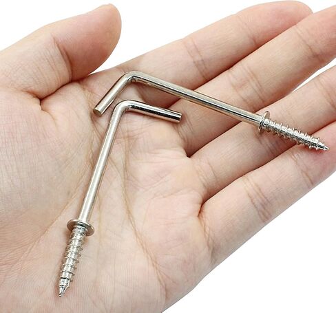 50Pcs L Shape Screw Hooks 1-1/4 Inch Square Bend Hooks L Screw Hooks Right Angle Hooks Metal Screw-in Hooks for Hanging, Gold in Kuwait