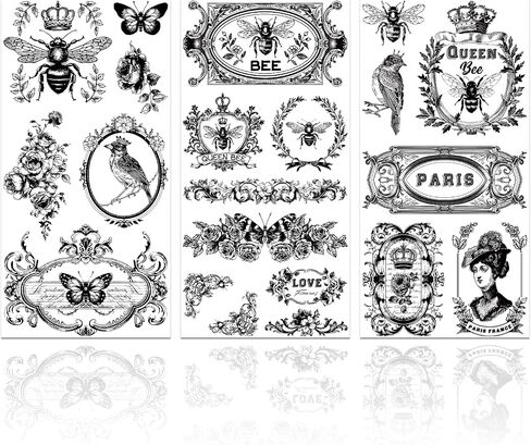 GLOBLELAND Flowers Birds Rub On Transfers Vintage Flowers Transfers for Crafts Rub On Transfers for Crafts and Furniture Home Decor Decals Sticker Stickers 5.9inX11.8in in Kuwait
