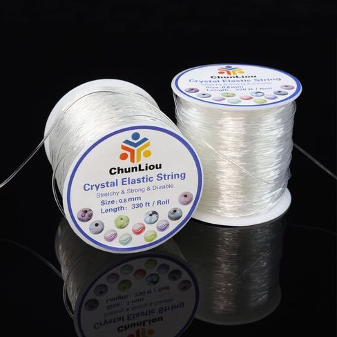 1mm Elastic Bracelet String, 2 Rolls of Crystal Clear Elastic Cord for Bracelets, Necklaces, Beading, and Jewelry Making (200 m) in Saudi Arabia
