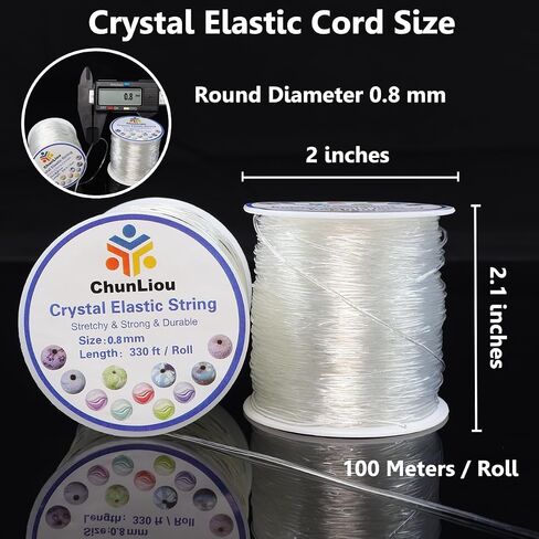 1mm Elastic Bracelet String, 2 Rolls of Crystal Clear Elastic Cord for Bracelets, Necklaces, Beading, and Jewelry Making (200 m) in Saudi Arabia