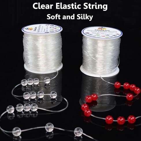 1mm Elastic Bracelet String, 2 Rolls of Crystal Clear Elastic Cord for Bracelets, Necklaces, Beading, and Jewelry Making (200 m) in Saudi Arabia