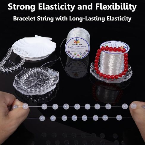 1mm Elastic Bracelet String, 2 Rolls of Crystal Clear Elastic Cord for Bracelets, Necklaces, Beading, and Jewelry Making (200 m) in Saudi Arabia