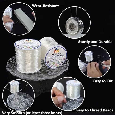 1mm Elastic Bracelet String, 2 Rolls of Crystal Clear Elastic Cord for Bracelets, Necklaces, Beading, and Jewelry Making (200 m) in Saudi Arabia
