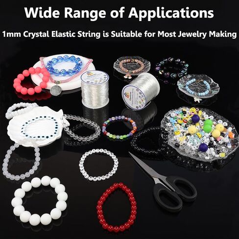 1mm Elastic Bracelet String, 2 Rolls of Crystal Clear Elastic Cord for Bracelets, Necklaces, Beading, and Jewelry Making (200 m) in Saudi Arabia