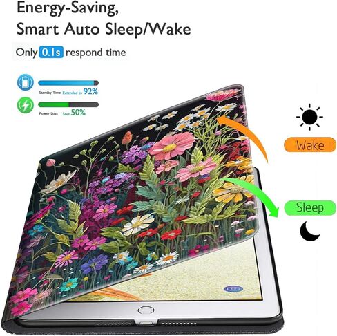 for Samsung Galaxy Tab S6 Lite Case 10.4 inch 2022/2020 Release Lightweight Smart Case PU Leather Adjustable Stand Protective Cover with Auto Wake/Sleep - Floral Flower in Saudi Arabia