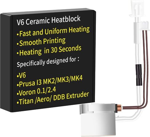 Upgrade V6 hotend Ceramic: 24V 60W Ceramic Heating Core with Silicone Sock Compatible with V6 Volcano Printer Head 3D Printer Extruder Hot End in Kuwait