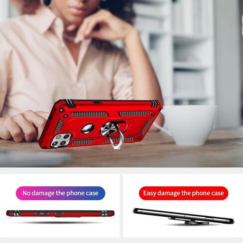Yiakeng for Motorola One 5g Ace Case: Moto One 5g Ace Case with Screen Protector - Military Grade Protective Cases with Finger Ring Holder Kickstand for Motorola One 5g UW Ace Case(Red) in Kuwait