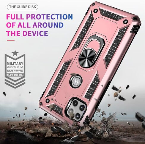 Yiakeng for Motorola One 5g Ace Case: Moto One 5g Ace Case with Screen Protector - Military Grade Protective Cases with Finger Ring Holder Kickstand for Motorola One 5g UW Ace Case(Red) in Kuwait