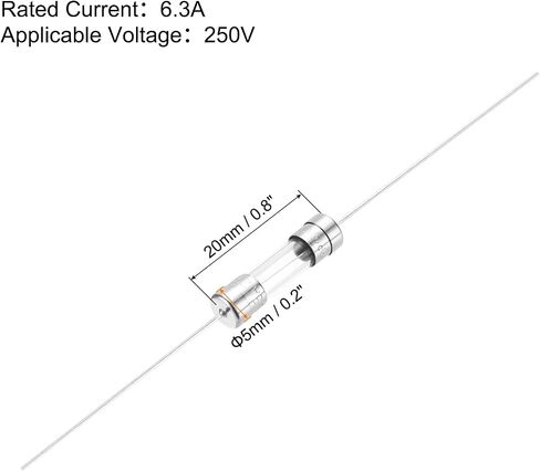 Meccanixity 4A 250V Glass Fuse 3.6x10mm تأخير الوقت في الفتيل مع سلك الرصاص UL FLOW FUSE للأجهزة المنزلية (حزمة 10) in Kuwait