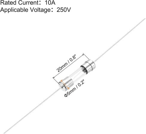 Meccanixity 4A 250V Glass Fuse 3.6x10mm تأخير الوقت في الفتيل مع سلك الرصاص UL FLOW FUSE للأجهزة المنزلية (حزمة 10) in Kuwait