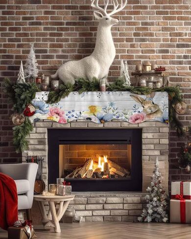Valentine's Day Mantle Scarf 70 x 17 Inch, Love Heart Red Fireplace Mantel Scarf Mantel Cover Runner for Sweetest Day Valentines Wedding Party Anniversary Seasonal Holiday in Kuwait