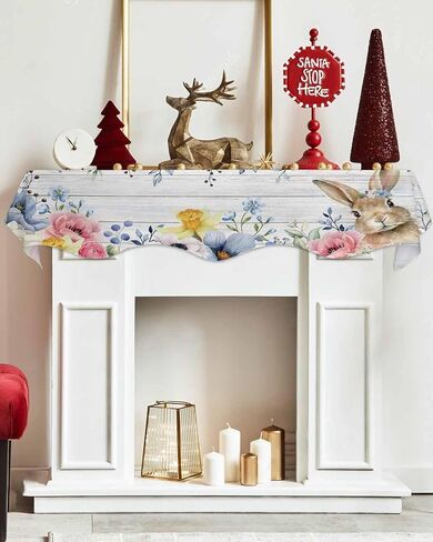 Valentine's Day Mantle Scarf 70 x 17 Inch, Love Heart Red Fireplace Mantel Scarf Mantel Cover Runner for Sweetest Day Valentines Wedding Party Anniversary Seasonal Holiday in Kuwait