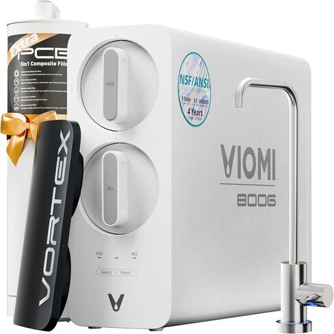 VIOMI® 4-Years RO Water Filtration System, 9 Stage Reverse Osmosis Water Filter, 600GPD, NSF/ANSI 372&53&42 Certified, 3:1 Tankless Reverse Osmosis System Under Sink with Faucet,TDS PFOS&PFOA Reduce in Kuwait