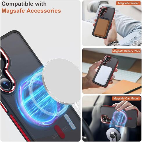 Magnetic Case for Samsung Galaxy S24 Fe 5G, Color Match Translucent Cover [Compatible with Magsafe] [ Military Drop Protection] Anti-Slip Soft TPU Edge Phone Case for Galaxy S24 Fe (Black/Red) in Kuwait