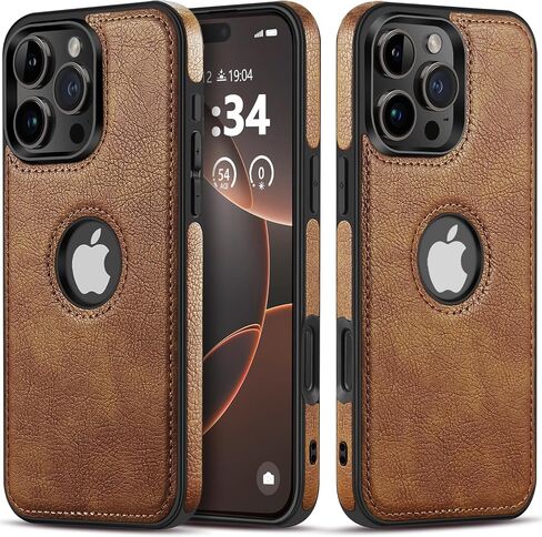 Unique Design Luxury Leather Business Phone Case for iPhone 16 Pro Anti-Slip Scratch Resistant Ultra Slim Protective Case (2024,6.3") (Brown) in Saudi Arabia