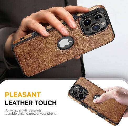 Unique Design Luxury Leather Business Phone Case for iPhone 16 Pro Anti-Slip Scratch Resistant Ultra Slim Protective Case (2024,6.3") (Brown) in Saudi Arabia
