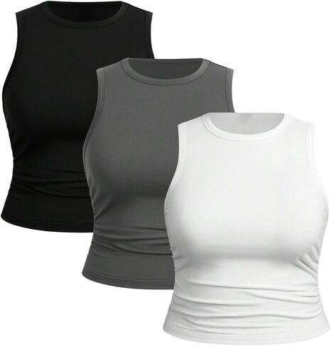 Women's 3 Pack Plus Size Leopard Print Fitted Cherry Tank Tops Graphic Crewneck Sleeveless Shirt Top in Saudi Arabia