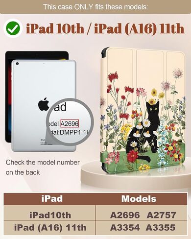 Buleens for iPad 10th Generation Case 10.9 Inch 2022 - Case for iPad 10th Gen with Pen Pent Tuto Wake/Sleep Trifold Funda Para for Apple 10th Gen A2696 A2757 A2777 ، Fintage Flower in Kuwait