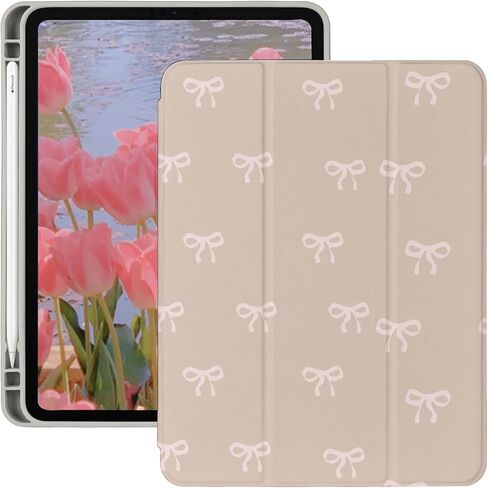 Compatible for 2022 iPad 10th Generation 10.9 inch Cute Flower Painting Pattern Case, with Pencil Holder, Floral Pattern Soft TPU Trifold Stand Protective -Pink Flower 6 in Saudi Arabia
