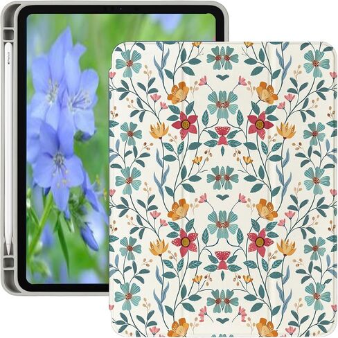 متوافق مع 2022 iPad 10th Generation 10.9 بوصة حالة طلاء زهرة لطيف ، مع حامل قلم رصاص ، نمط الأزهار TPU TRIFOLD Stand واقية -زهرة الرابط 6 in Saudi Arabia
