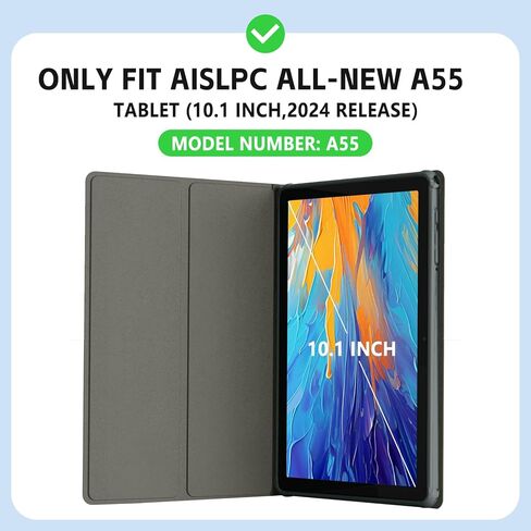10.1 inch Android Tablet Case, Tablet Cases for A55 10.1 inch Android Tablets Slim Stand Protective Cover & 360 Degree Rotatable Back Cover, Compatible with A55 Tablet 10.1 inch Case (Black) in Saudi Arabia